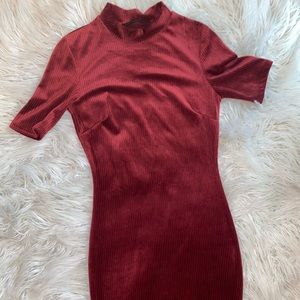 Velvet burgundy mini dress